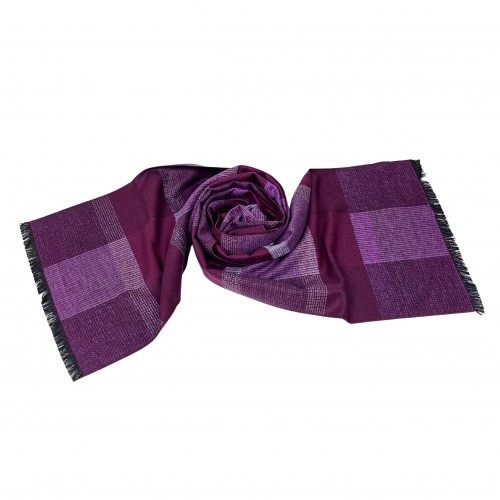 Schal Seidenflanell aubergine rosa kariert
