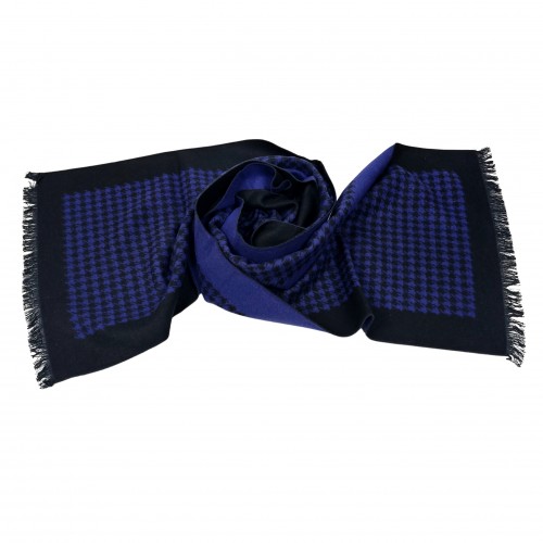 Schal Seidenflanell Hahnentritt schwarz blau