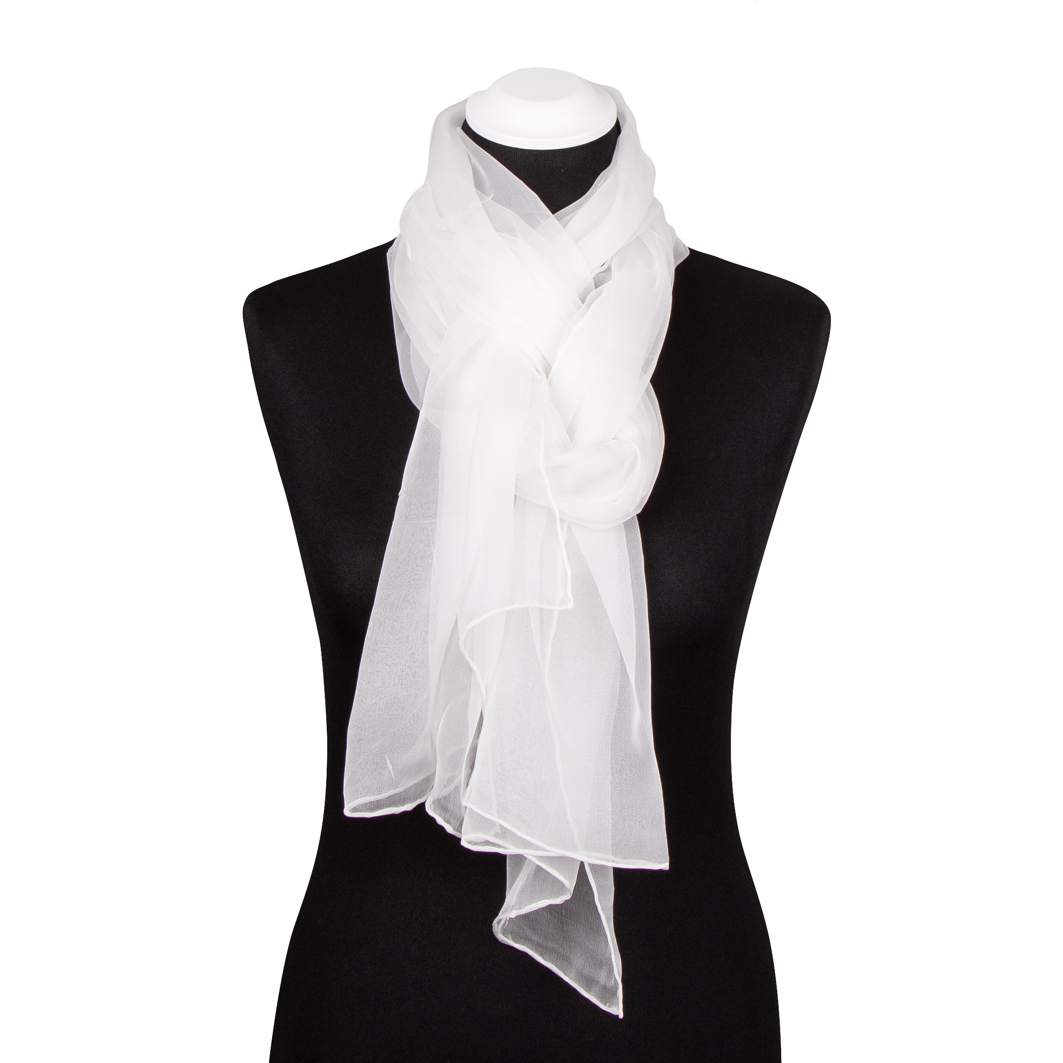 Seidenschal Halstuch Schal Chiffon Naturweiß
