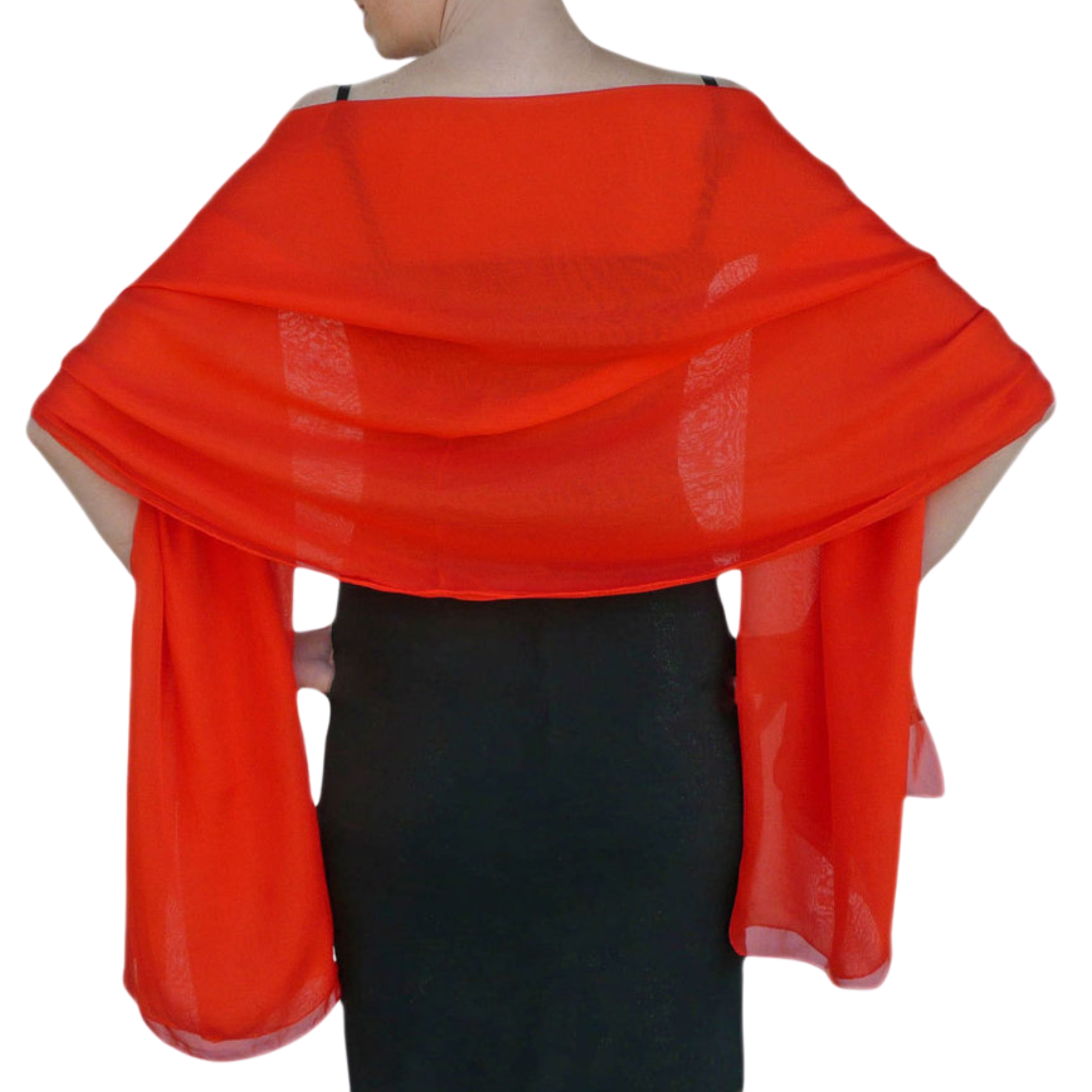 Seidenstola Seidenschal Chiffon Koralle